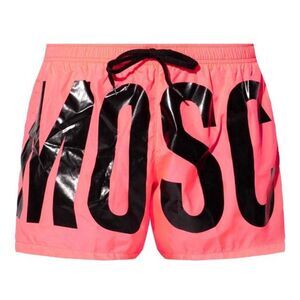 Moschino Mens Logo Polyester Swim Shorts / Bright Pink